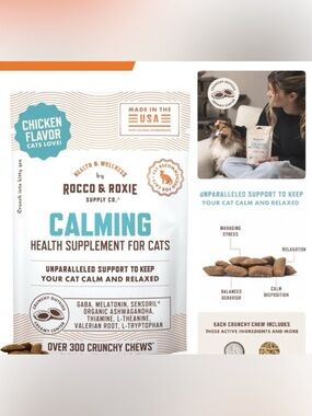 Rocco & Roxie Chicken-Flavored Calming Treats with Melatonin for Cats, 3.7oz
